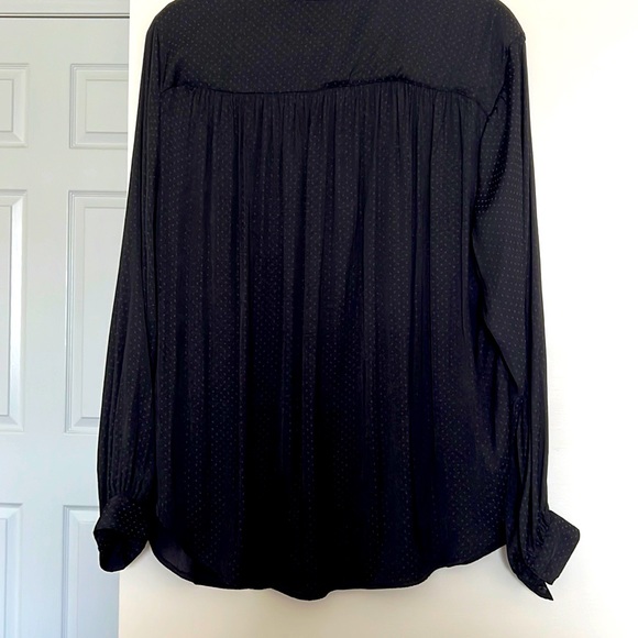 H&M - Black Long Sleeve Dotted Blouse with Pocket Square - Size 16 - Picture 3 of 5